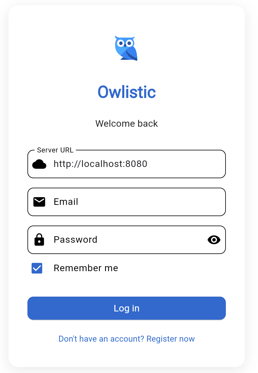 Login screen