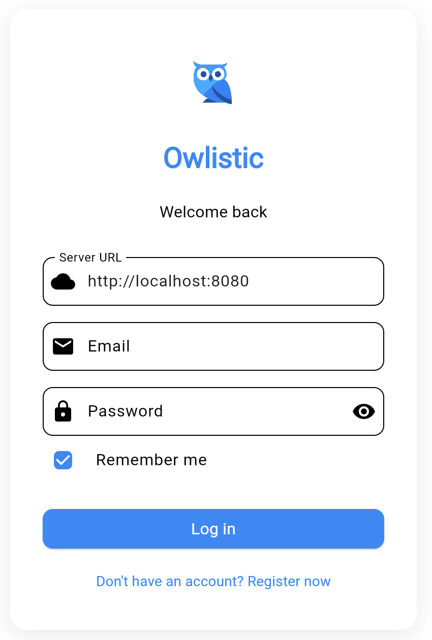 Login screen