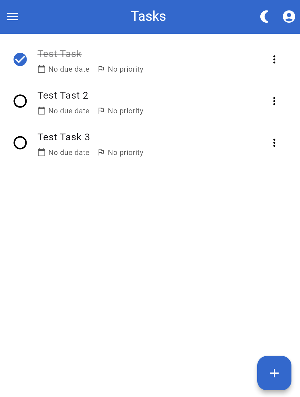 Task screen